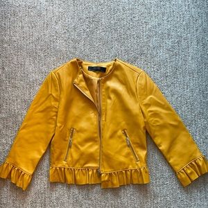 Zara Gold 3-Qtr Length Sleeves Jacket, Sz Sm